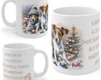 11oz Ceramic  Jack Russell Terrier Christmas Mug, Jack Russell Mug, Jack Russell Terrier Gift For Jack Russell Terrier, Mum, Dad, Owner