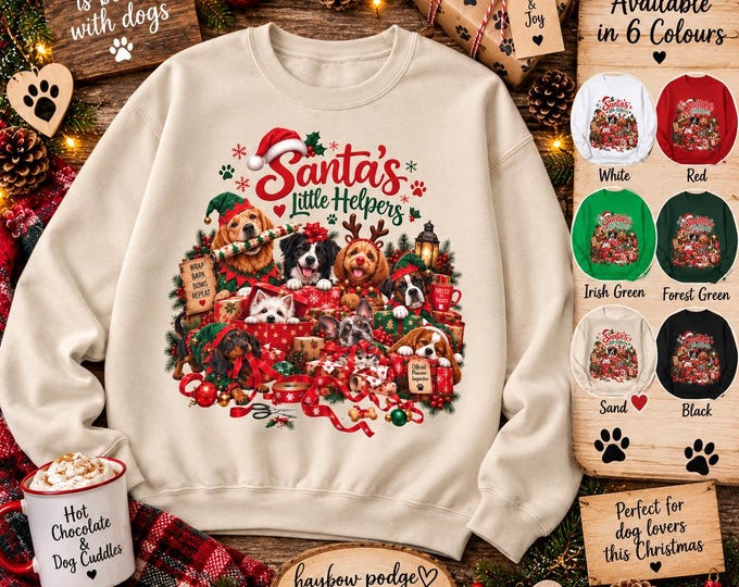 Santa's Little Helpers Christmas Dog Sweatshirt | Dog Mum Dad Gift