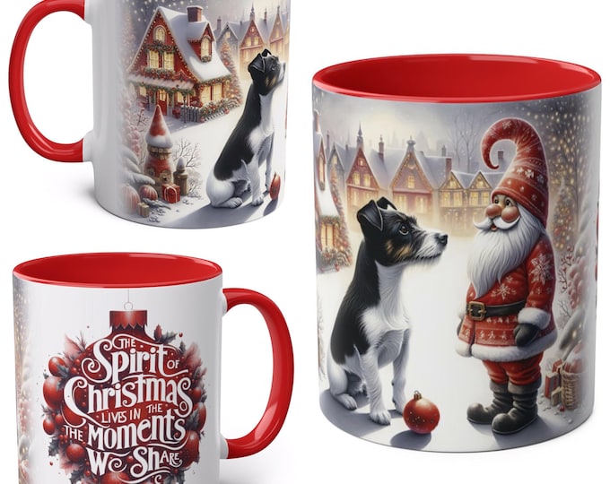 Jack Russell Terrier and Gnome Christmas Mug