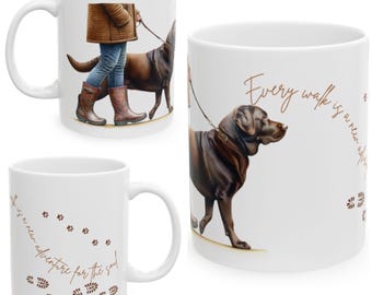 Chocolate Labrador 11oz Ceramic Coffee Mug – Dog Lover Gift, Tea Mug, Dog Walker Present