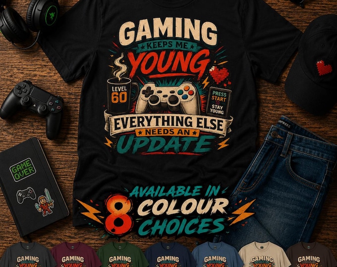 Retro Gaming T-Shirt | "Gaming Keeps Me Young" Funny Tee