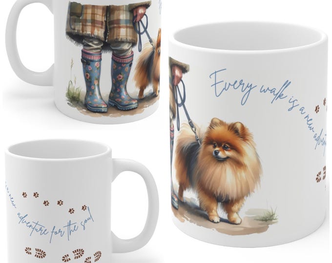 Pomeranian 11oz Ceramic Coffee Mug – Dog Lover Gift, Tea Mug, Dog Walker Present