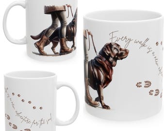 Chocolate Labrador 11oz Ceramic Coffee Mug – Dog Lover Gift, Tea Mug, Dog Walker Present