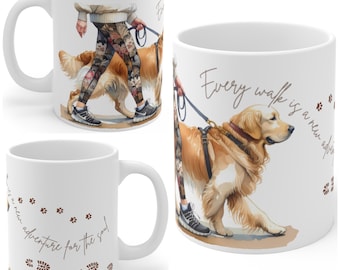 Golden Retriever Coffee Mug – Dog Walker Gift, Ceramic Tea Cup