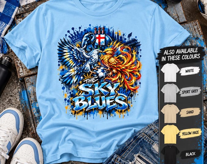 Coventry City T-shirt, The Sky Blues Football T-Shirt | Urban Graffiti Fan Gift