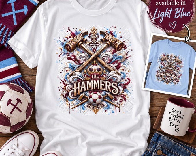 West Ham Away Colours T-Shirt | Hammers Football Fan Tee (Unofficial)