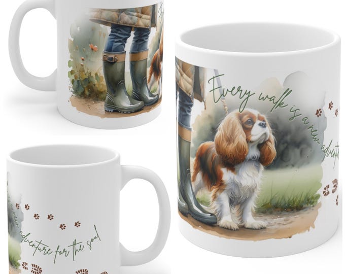 Blenheim Cavalier King Charles Spaniel 11oz Ceramic Coffee Mug – Dog Lover Gift, Tea Mug, Dog Walker Present