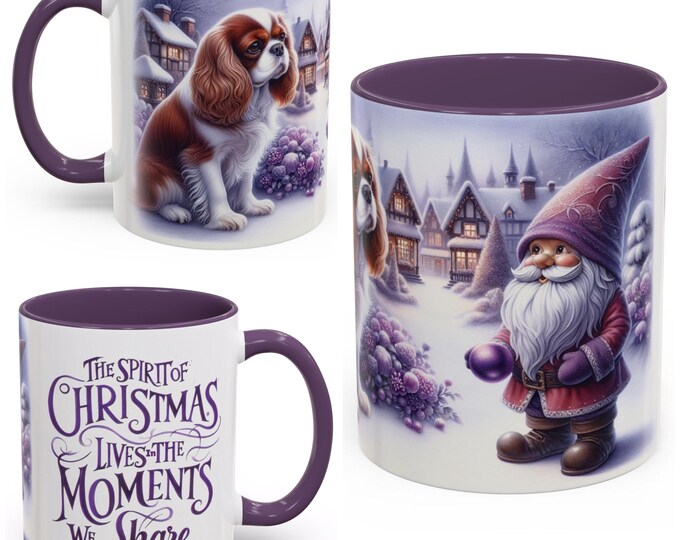 Cavalier King Charles Spaniel and Gnome Christmas Mug