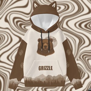 Sudadera con capucha de oso: sudadera unisex inspirada en osos, sudadera con capucha de animales de la naturaleza, regalo de vida silvestre del bosque