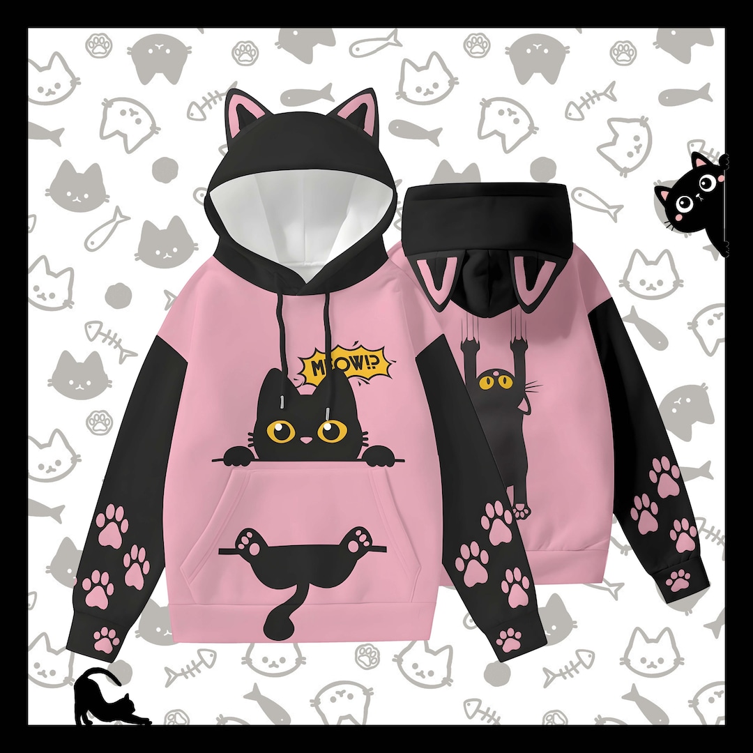 Cute Cat Print Blanket Hoodie