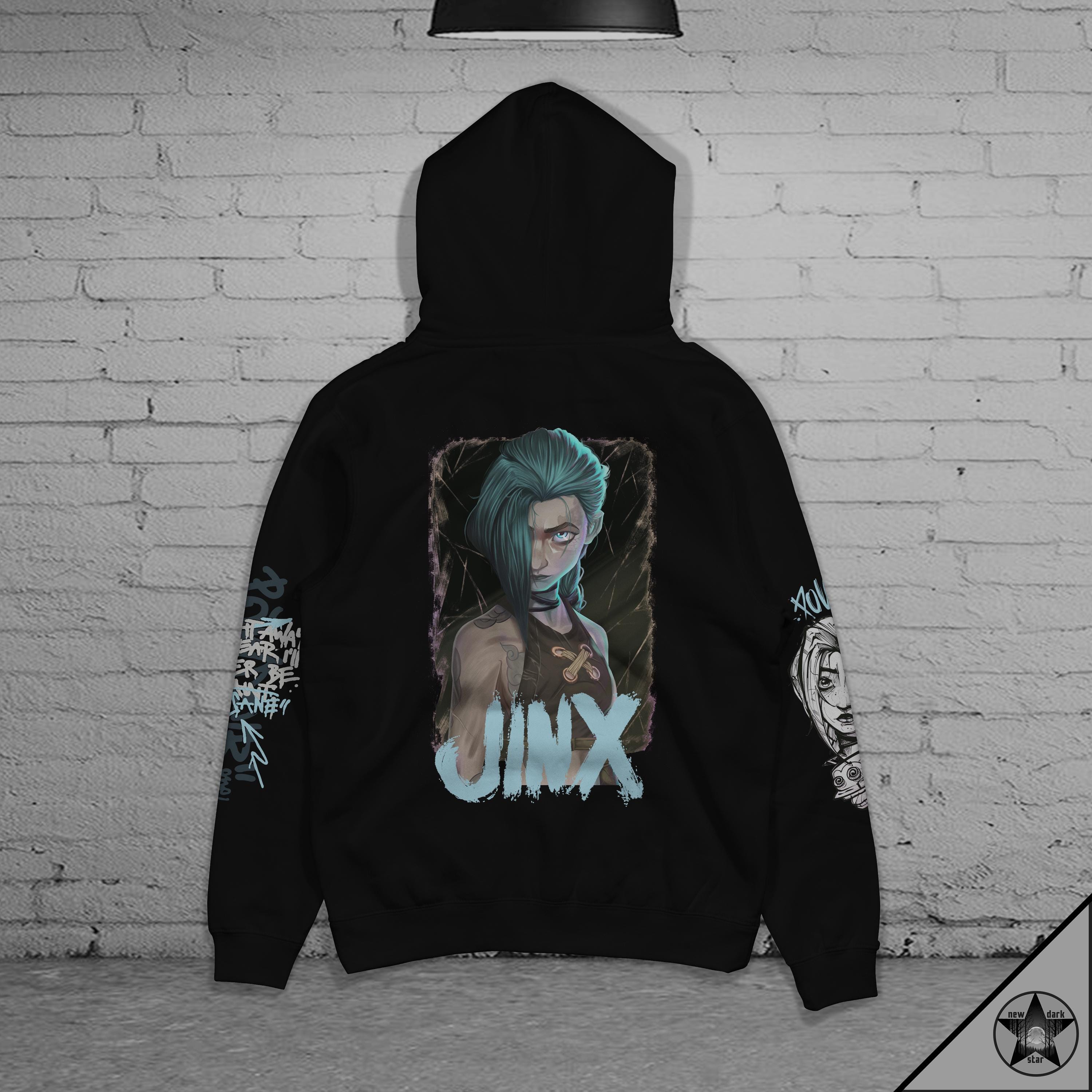 Unisex Oversize Arcane Vi-jinx-isha-ekko Characters Black Hoodie