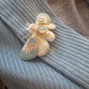 Gemstone brooch, moth, insect brooch, butterfly brooch, handmade brooch, a gift for girlfriend, boho brooch