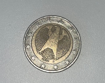 希少な2002年ドイツ2ユーロ硬貨 - 「G」ミントマーク付きヴィンテージ
