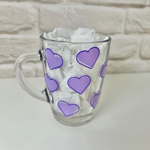 Heart Glass | Valentines Glass Cup | Valentines Day Gift | Glass Mug | Gift For Her | Couples Gift | His and Hers Glass Mug