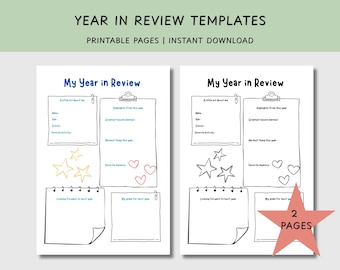 Year in Review For Kids | New Year's Eve Activity | End of Year Questionnaire | Year Memory Worksheet | Writing & Coloring | Year At Glance