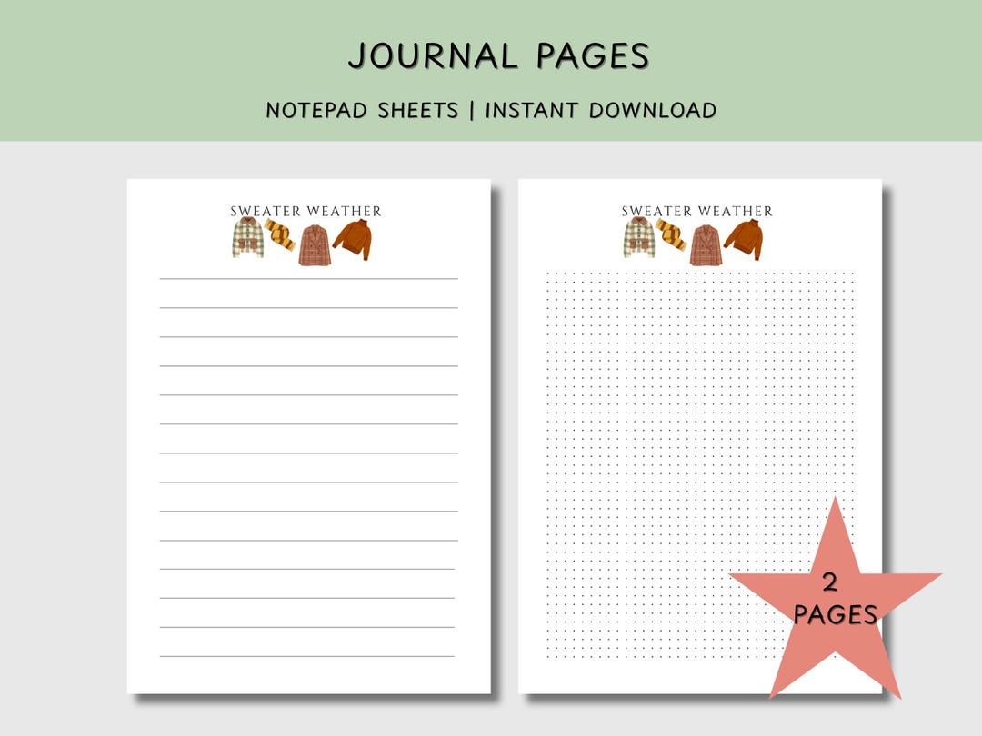 Journal Pages | Lined & Dotted Note Paper | PDF Download - Etsy