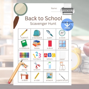 Back to School Scavenger Hunt, Classroom Scavenger Hunt, Back to School Activities Printable, School Games, First Day of School