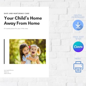 Editable Minimal Playgroup Daycare Childminder Childcare Poster Flyer Instant Download