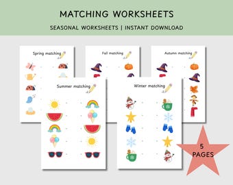 Printable Matching Worksheets | Match the Picture | Kindergarten Preschool Activity | Busybook | PDF Download | Teacher Worksheet