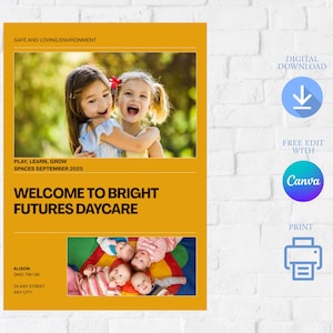 Editable Childminder Daycare Childcare Poster Flyer Instant Download