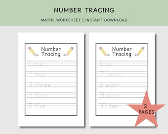 1-10 Zahlen, Vorschul Arbeitsblatt zum Ausdrucken, Handschrift üben, Kindergarten Arbeitsblätter, Zahlen lernen, Instant Download