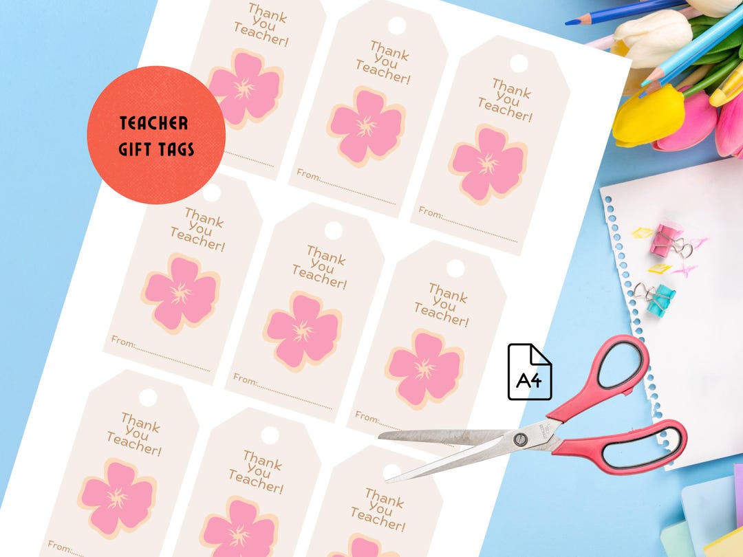Teacher Appreciation Gift Tags: Printable End of Year Thank You (PDF ...