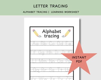 Folha de exercícios para traçar letras do alfabeto | Prática de caligrafia | Atividades para jardim de infância | Aprendizagem pré-escolar