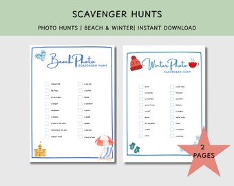 Winter and Beach Photo Scavenger Hunts | Teen Activity | Family Game | PDF Downloadable
