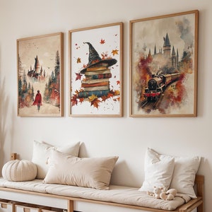 Herbst Zauberer Kinderzimmer Dekor, Herbst Kinderzimmer Wandkunst, Boho Kinderzimmer Wand, Zauberer Poster, Eulen Druck, Zug Wand Kunst, Neues Baby Geschenk Drucke