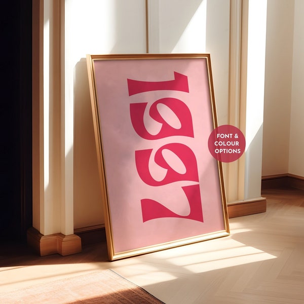 Diseño personalizado de impresión del año de nacimiento, arte con fecha personalizada, póster de año personalizado, impresión de año personalizada, impresión tipográfica, póster de texto digital
