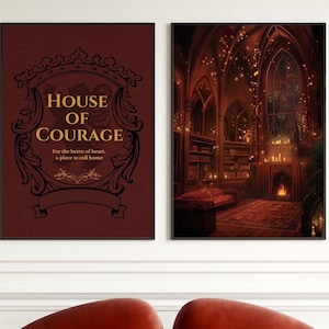 Set of 2 Magical Castle Prints, Wizard Poster Set, Enchanted House Wall Art, Christmas Gift for Magic Fans, Printable Fantasy Art Decor