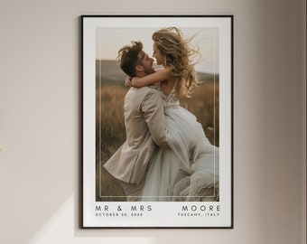 Wedding Photo Print, Personalized Wedding Photo Gift, 1st Anniversary Gift For Him or Her, Wedding Gift for Couple, Custom photo Poster