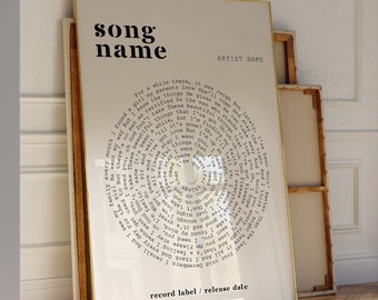 Favourite Song Lyrics Print, Custom Song Lyrics, Music Lyrics Wall Art, Wedding Song Lyrics Gift, Custom Music Poster, 1st Anniversary gift