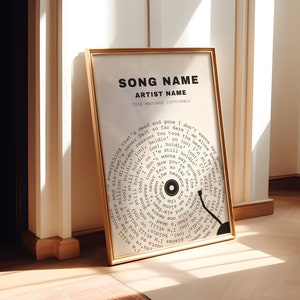 Custom Song Poster, Custom Vinyl Lyrics Print, First Dance Song, Wedding Song Lyrics Art, Vinyl Album Cover, Song Lyrics Canvas Frame Poster