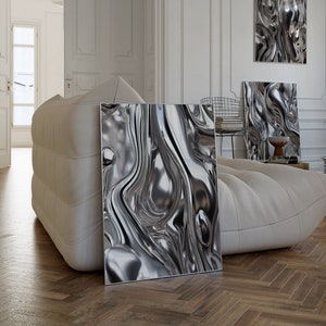 Cuadro de pared metálico plateado - cuadro de pared metálico plateado con  patrón grabado - Panel artístico, escultura de pared, decoración para  pared