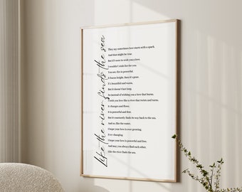 Personalised Poem Print, Custom Text Print Wall Art, Customisable Poem Art, unique personalisedgift, custom song poster, custom lyric text