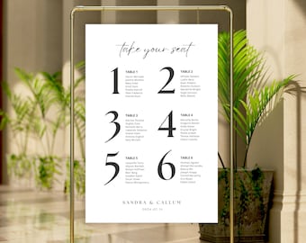 Wedding Seating Chart Template, Modern Wedding Seating Chart, Take Your Seat, Wedding Table Plan, Editable Canva Template, Instant Download