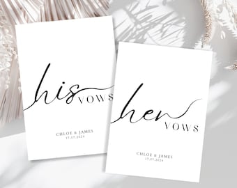 Libros de votos matrimoniales imprimibles para él y para ella, plantilla de tarjeta de votos para novios (PDF editable)
