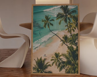 Arte murale di surfisti aerei, stampa di surfisti, stampe di spiagge aeree, decorazione murale di oceani aerei, stampa di onde, arte murale costiera, stampa digitale di spiaggia boho