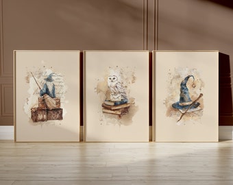Wizard Poster, Wizard Print, Magical Nursery Decor, Wizard Nursery Print, Neutral Nursery Decor, Magic Room Decor, Wizard Room Art, Digital