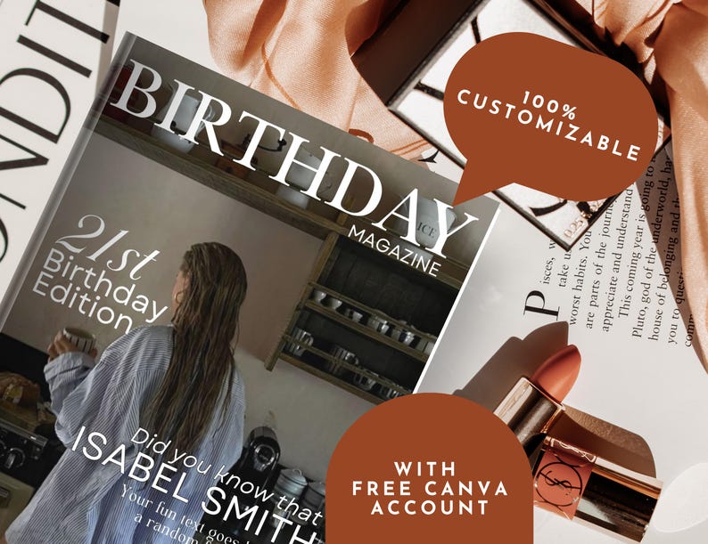 Editable Birthday Magazine, Vogue Custom Magazine Canva Template, Personalized Magazine Firft for Best Friend Sister, Magazine Personnalisé