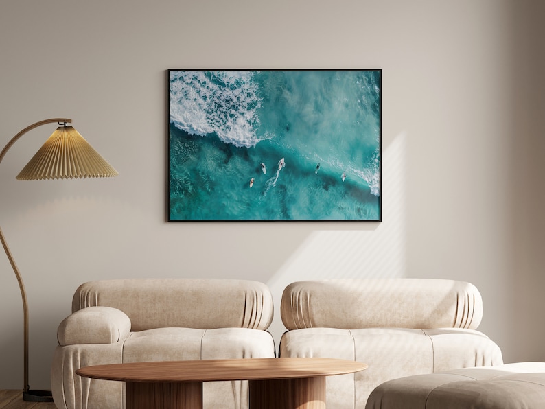 Aerial Surfing Printable Wall Art, Aerial Photography, Surfers Posters, Ocean Wall Art, Aerial Beach Prints, Surf Prints, Surf Digital Print