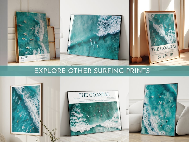 Aerial Surfing Printable Wall Art, Aerial Photography, Surfers Posters, Ocean Wall Art, Aerial Beach Prints, Surf Prints, Surf Digital Print