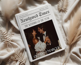 Wedding Newspaper Program Template, Editable Folded Newspaper, Newlywed Times, Canva Newspaper Template, DIY Newspaper, Custom Newspaper