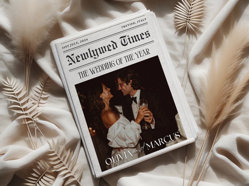 Wedding Newspaper Program Template, Editable Folded Newspaper, Printable Wedding Newspaper Program, Canva Newspaper Template, DIY Newspaper