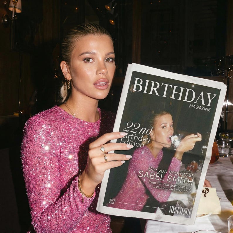 Editable Birthday Magazine, Vogue Custom Magazine Canva Template, Personalized Magazine Gift for Best Friend Sister, Magazine Personnalisé image 1