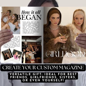 Redigerbar födelsedagstidning, Vogue anpassad tidning Canva-mall, personlig tidningspresent till bästa vän syster, personlig tidning bild 3