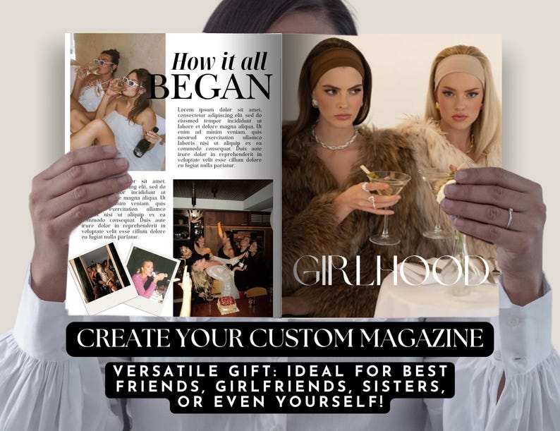 Redigerbar födelsedagstidning, Vogue anpassad tidning Canva-mall, personlig tidningspresent till bästa vän syster, personlig tidning bild 3