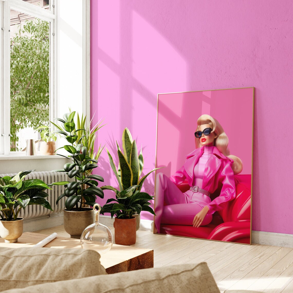 Doll Wall Art, Pink Room Decor, Retro Doll Print, Wall Print, Digital