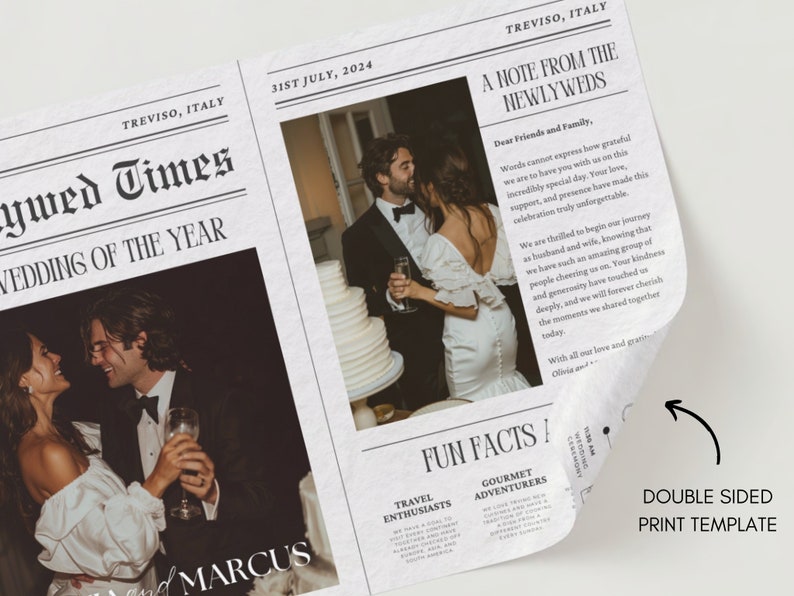 Wedding Newspaper Program Template, Editable Folded Newspaper, Printable Wedding Newspaper Program, Canva Newspaper Template, DIY Newspaper